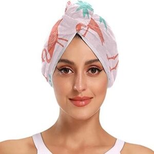 New Without Tags Microfiber Flamingo & Pineapple Print Hair Towel Wrap